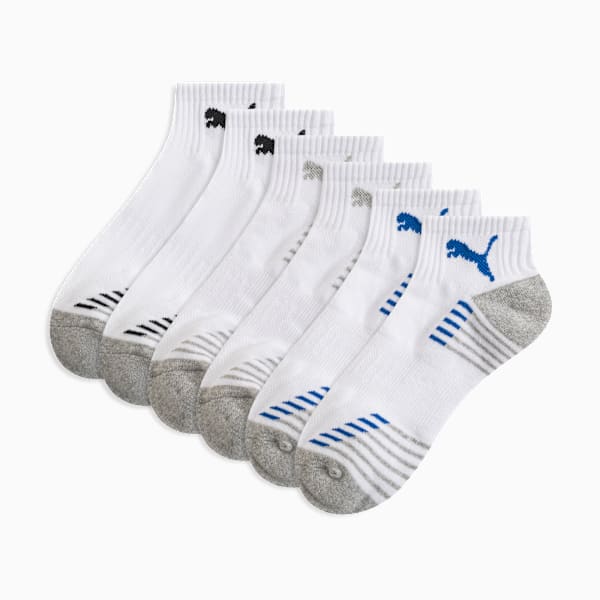 Big Kids Quarter Crew Socks [3 Pairs], WHITE / BLUE, extralarge